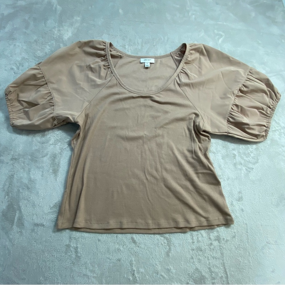 On 34th Beige Puff Sleeve Blouse XXL